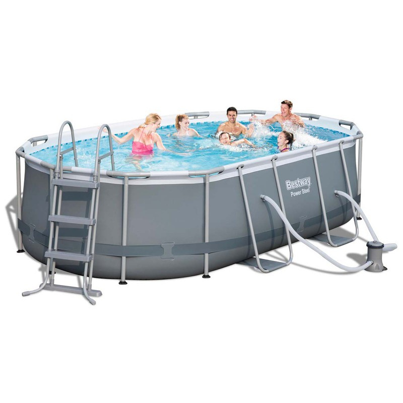 Bestway Power, ovális, acélkeretes medence  4,88 x 3,05 x 1,07 m 56448 + szűrőbetétes szűrés