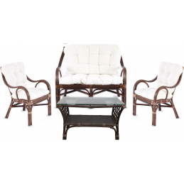 Aga Rattan ülőgarnitúra  szett BUTEO 2 Choco Fehér