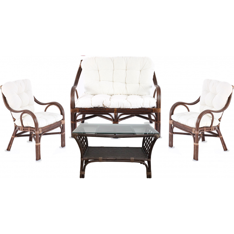 Aga Rattan ülőgarnitúra  szett BUTEO 2 Choco Fehér