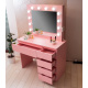 Aga Fésülködőasztal tükörrel, világítással és el.rózsaszín konnektor