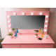 Aga Fésülködőasztal tükörrel és világítással + rózsaszín puff