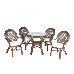 Aga Rattan  ülőgarnitúra szett PAPIO Choco White