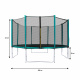 Aga SPORT PRO Trambulin 366 cm Sötétzöld + védőháló + létra