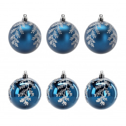 Aga Karácsonyi gömbök 7cm 6db Kék - Ágak