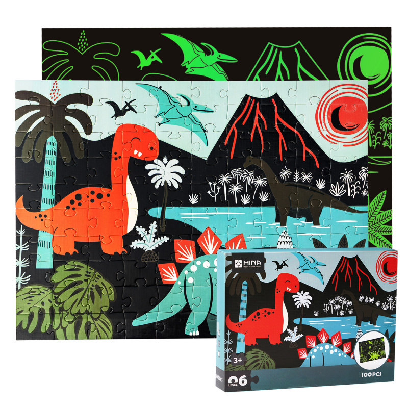 Aga4Kids Világító gyerek puzzle Dinoszauruszok 100 darabos
