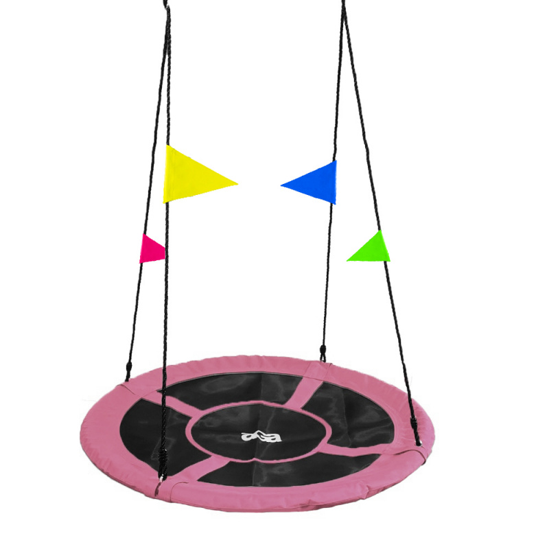 Aga függő  hintagyűrű 120 cm rózsaszín zászlókkal