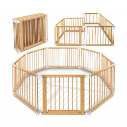 Kiduku Gyermek játszókerítés 7,2 m Természetes/Fehér