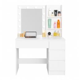 Aga Fésülködőasztal tükörrel és világítással Matt fehér