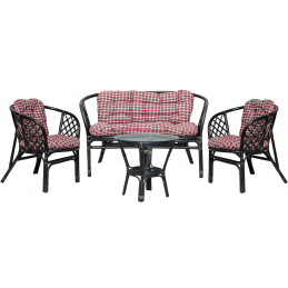 Aga Rattan kanapé garnitúra szett BAHAMA Fekete Piros-Fehér