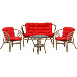 Aga Rattan kanapé garnitúra szett BAHAMA Szürke Piros