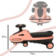 Gravity ride világító LED kerekekkel és zenélő roller 74cm rózsaszín/fekete max. 100 kg