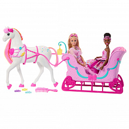 Barbie Diótörő szán lovakkal JNH63