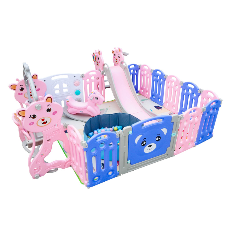 Aga4Kids Gyerek műanyag járóka tartozékokkal 187x200x64 cm Rózsaszín