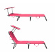 Aga Kerti állítható napozóágy tetővel Rózsaszín