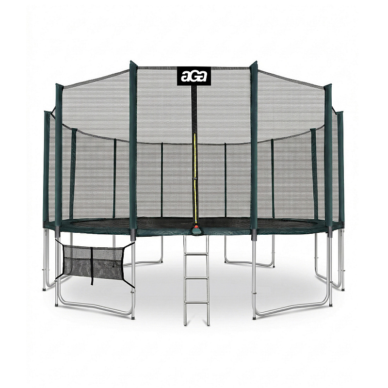Aga SPORT PRO Trambulin 500 cm Sötétzöld + védőháló + létra + cipőtartó zseb