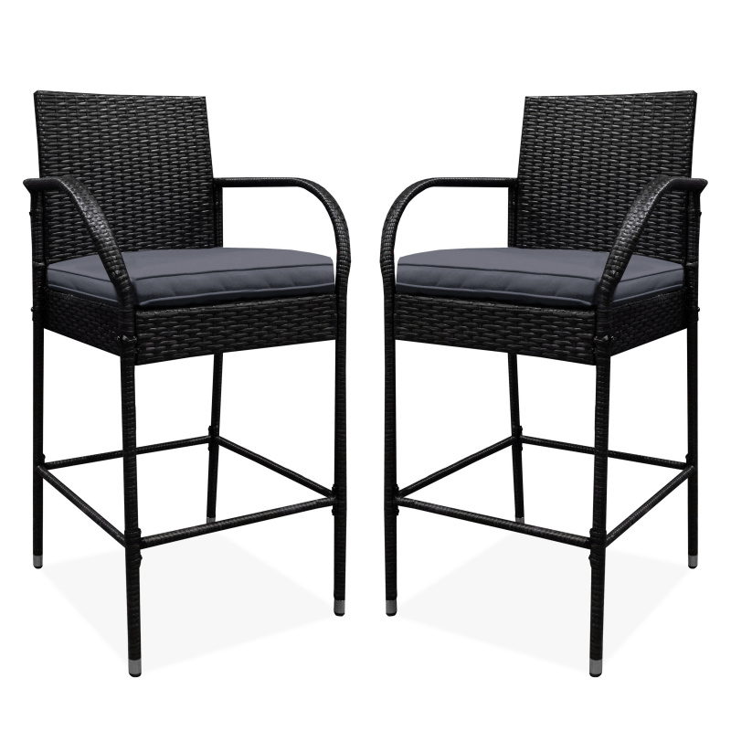 Aga 2x Rattan bárszék karfával Szürke
