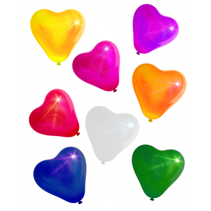 Aga4Kids Latex lufi Szív alakú LED diódával vegyes színek 25 cm