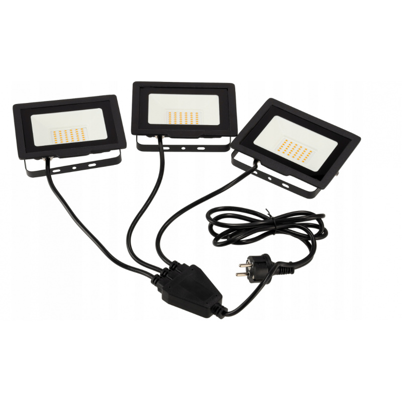 LED reflektor szett 3x50W + 1,5 m kábel - semleges fehér