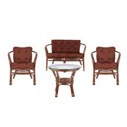 Aga Rattan kanapé garnitúra szett BAHAMA Choco Brown