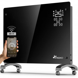 Tresko Smart Üveg Konvektor 1500 W GPH-15EA Fekete