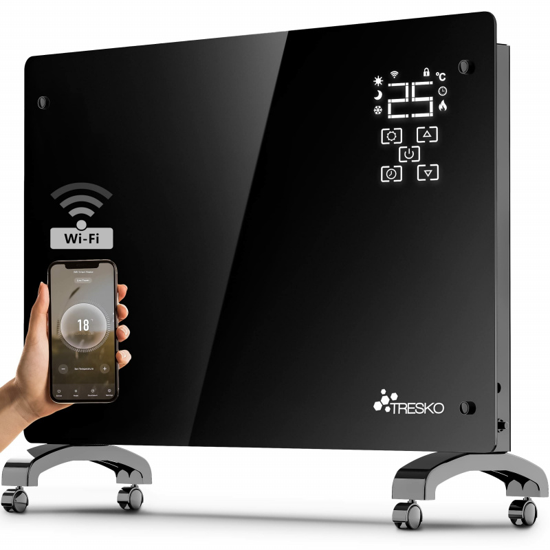 Tresko Smart Üveg Konvektor 1500 W GPH-15EA Fekete