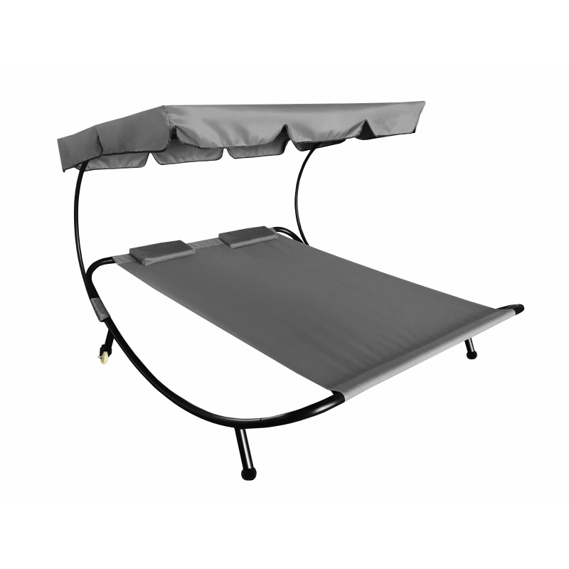 Aga kerti fekvőágy két személy részére napellenzővel Szürke