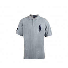 Ralph Lauren póló CUSTOM-FIT Szürke melange Big Pony Navy