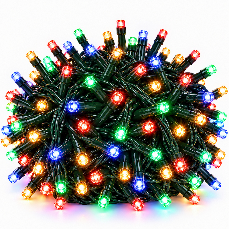 Aga karácsonyi fényfüzér 200 LED-del, csillogó effektussal, színes