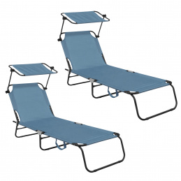 Aga 2x Kerti állítható napozóágy tetővel Világoskék