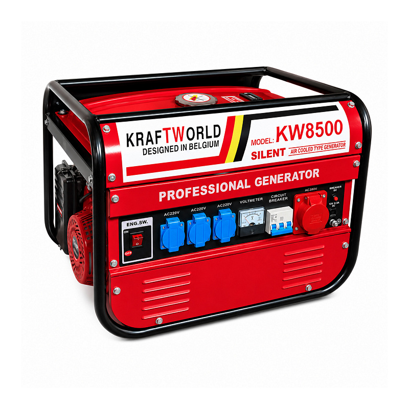 KraftWorld Háromfázisú benzinmotoros áramfejlesztő KW-8500 2 kW