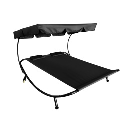 Aga kerti fekvőágy két személy részére napellenzővel Fekete