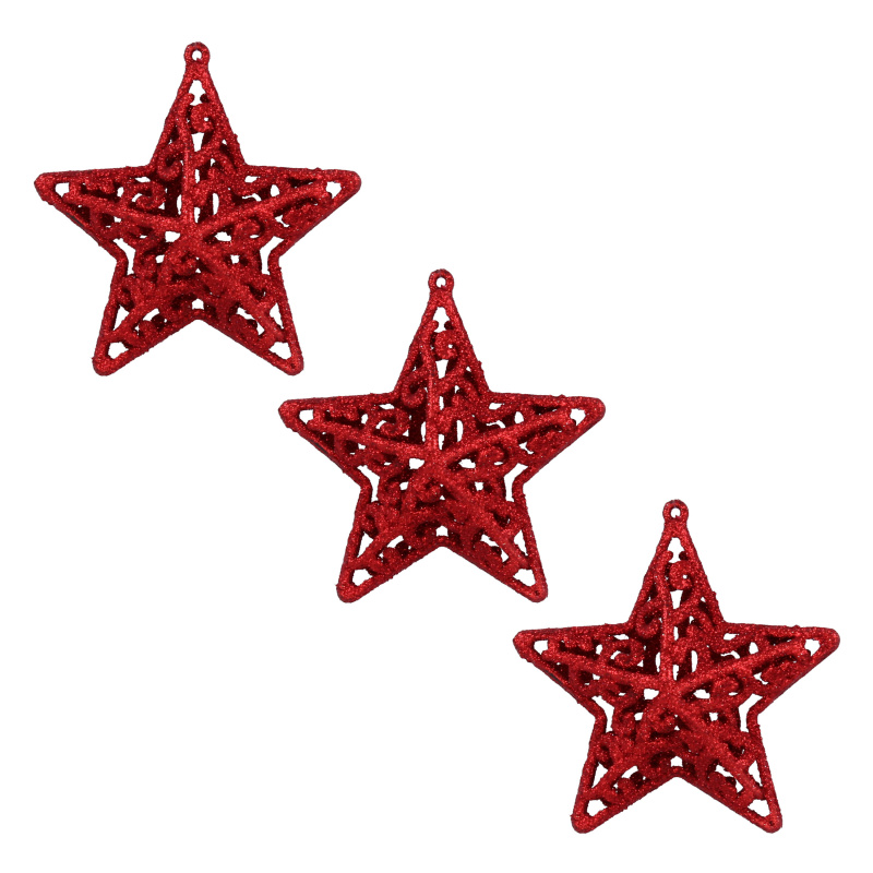 Aga Karácsonyi díszek szett 3 db Csillag Piros