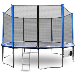 Aga SPORT PRO Trambulin 400 cm Kék + védőháló + létra + cipőtartó zseb