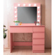 Aga Fésülködőasztal tükörrel, világítással és el.rózsaszín konnektor