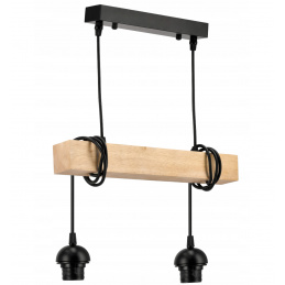 LED függesztett mennyezeti lámpa 2xE27 loft fa, állítható lámpaernyők