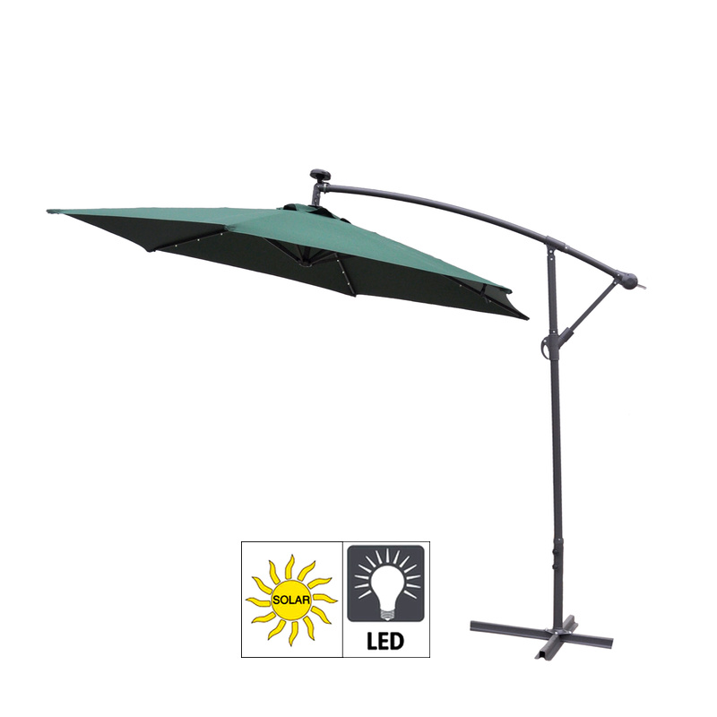 Aga kerti napernyő EXCLUSIV LED 300 cm sötétzöld