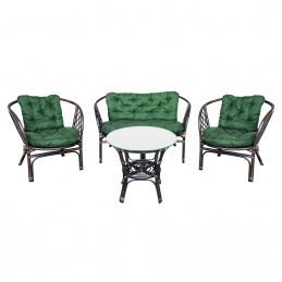 Aga Ratanová garnitúra Bahama Sötétbarna/Zöld