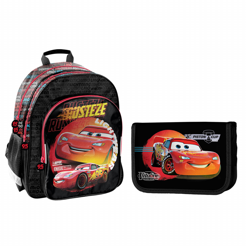 Cars három rekeszes iskolatáska szett + tolltartó