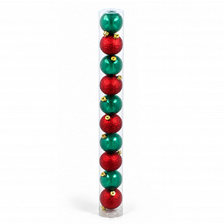 Aga karácsonyfadísz készlet 6 cm 10 db Piros/Zöld
