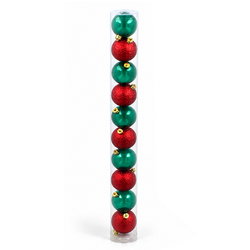Aga karácsonyfadísz készlet 6 cm 10 db Piros/Zöld