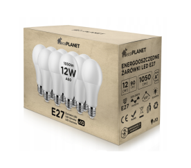 10x LED izzó - ecoPLANET - E27 - 12W - 1050Lm - meleg fehér
