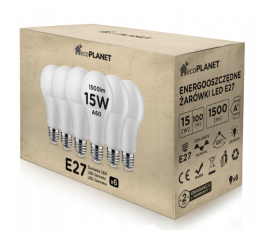 10x LED izzó ecoPLANET - E27 - A60 - 15W - 1500Lm - meleg fehér