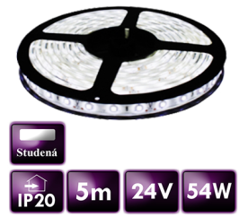LED szalag - SMD 2835 - 5 m - 60 LED/m - 10,8 W/m - 24V - IP20 - hideg fehér