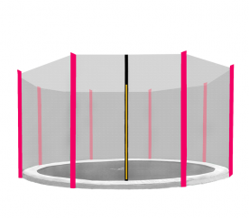 Aga Védőháló 366 cm-es trambulinhoz, 8 oszlop, Fekete háló / Rózsaszín