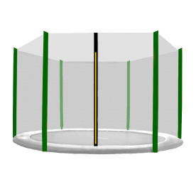 Aga Védőháló 250 cm-es trambulinhoz, 6 oszlop, Fekete háló / Sötétzöld