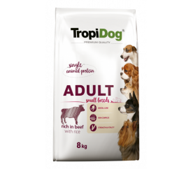 TropiDog Premium Adult S marhahús rizzsel 8kg