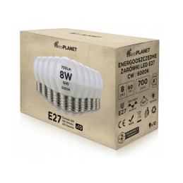 10x LED izzó E27 - G45 - 8W - 700lm - hideg fehér