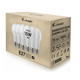 10x LED izzó ecoPLANET - E27 - A60 - 15W - 1500Lm - meleg fehér