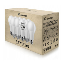 10x LED izzó ecoPLANET - E27 - A60 - 15W - 1500Lm - hideg fehér
