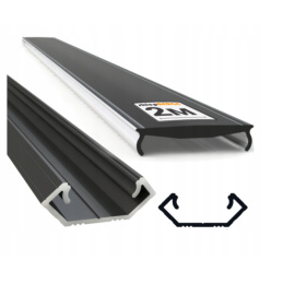 Alumínium profil LED szalagokhoz OXI-Cx sarok 2m fekete + fekete diffúzor